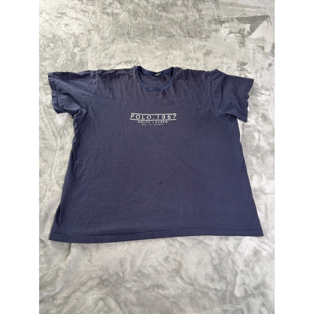 Polo Ralph Lauren T Shirt Mens XL Navy Blue 1967 Graphic Crew Neck Short Sleeve